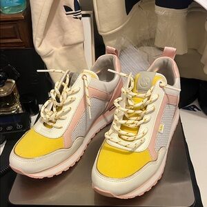 Michael Kors Yellow Pink White Womens Sneakers